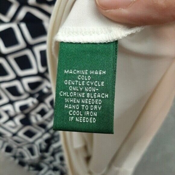 Lauren Ralph Lauren Geometric Print Knot Front Dress Size 12 Navy White - Picture 4 of 7